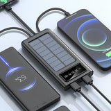 Solar Power Bank 20000C mAh, Fast Charging Built in Cable
